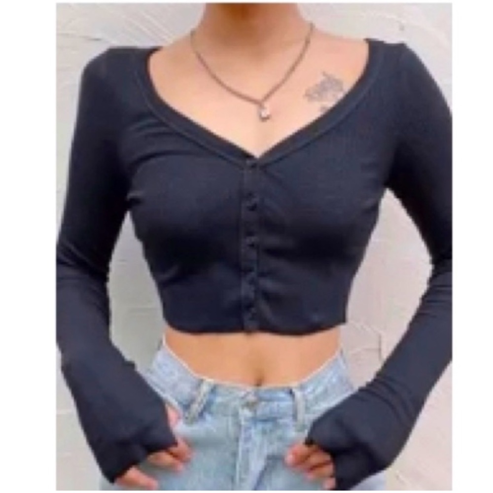 V-neck button up top